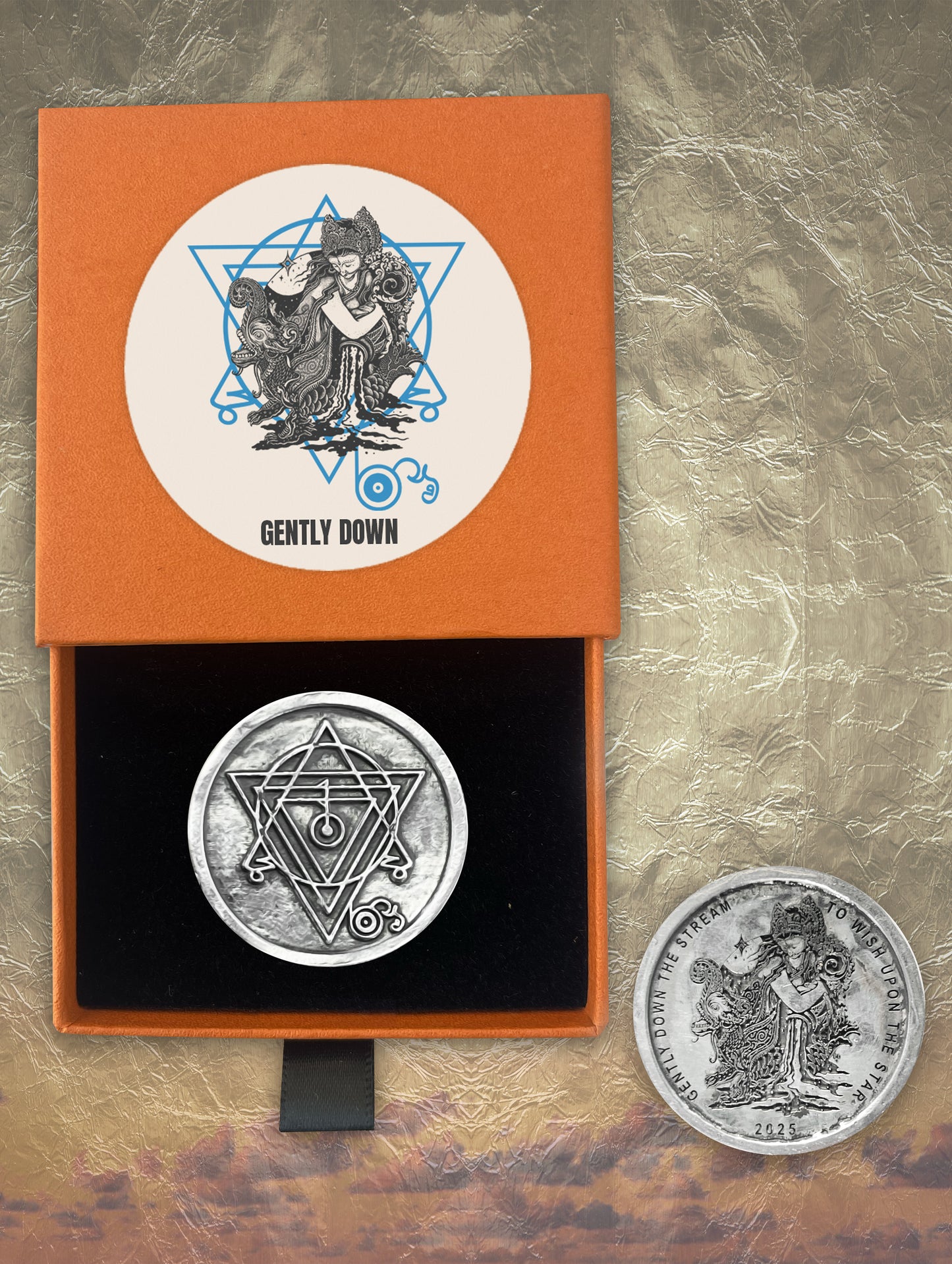 Gently Down Pure Silver Sigil Altar Medallion